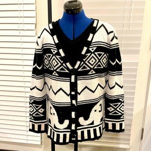 Elephant pattern sweater cardigan